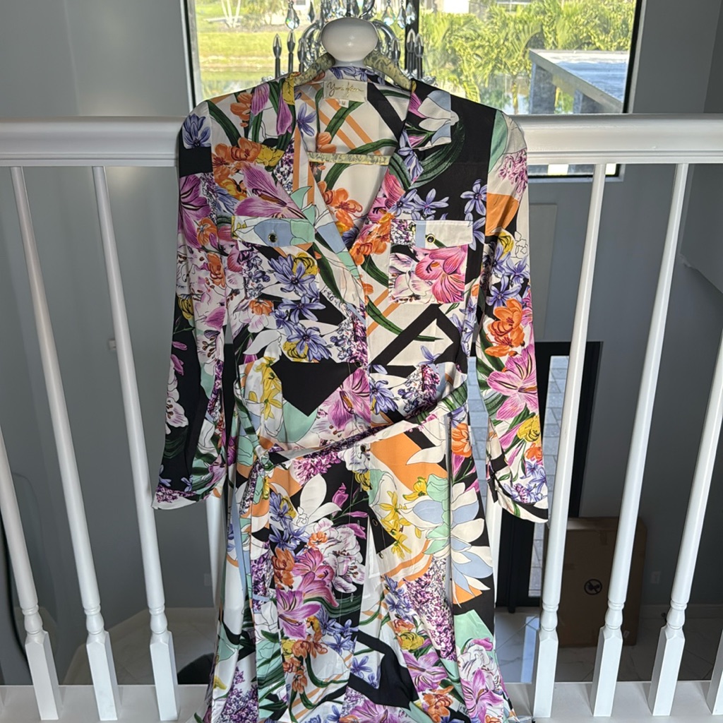 Yumi Kim Silk Maxi Button Down Dress, Belted. Size Medium